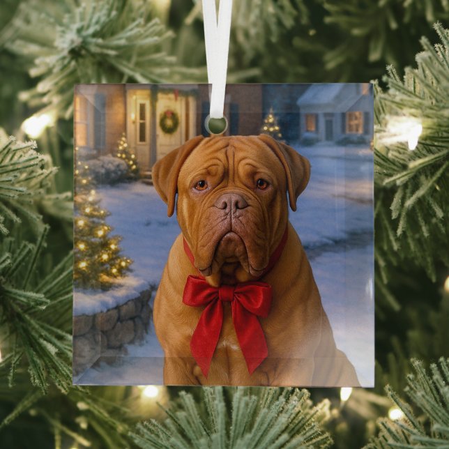 Ornement En Verre Dogue De Bordeaux Holiday Ornament (Insitu)