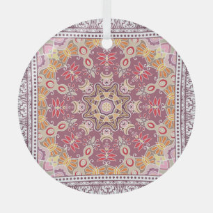 Ornement En Verre Doodle coloré ornemental : Motif de dentelle symét