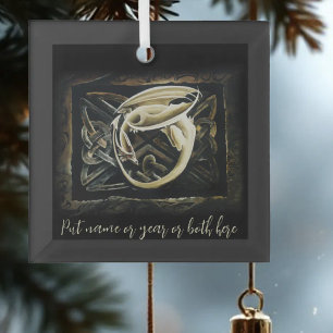 Ornement En Verre Dragon de l'art celtique couleur crème Fantastique