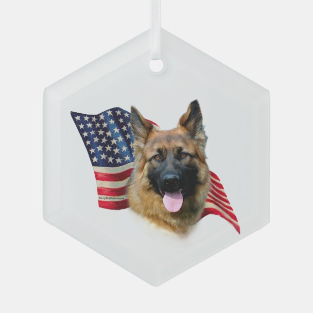 Ornement En Verre Drapeau berger allemand (Recto)