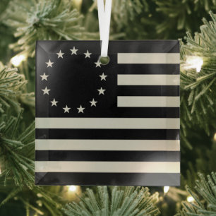 Ornement En Verre Drapeau de Betsy Ross en noir : Étoiles américaine