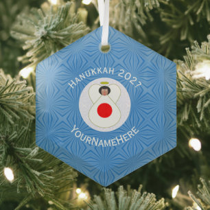 Ornement En Verre Drapeau de Hanukkah d'ange japonais personnalisé