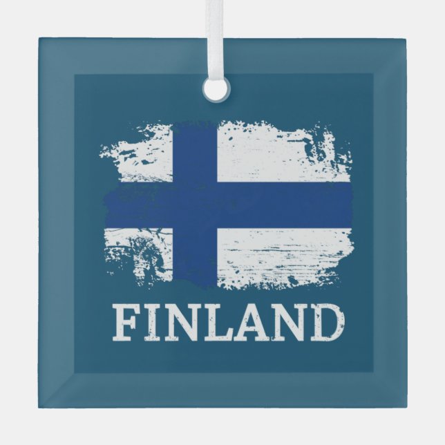 Ornement En Verre Drapeau de la Finlande  (Recto)