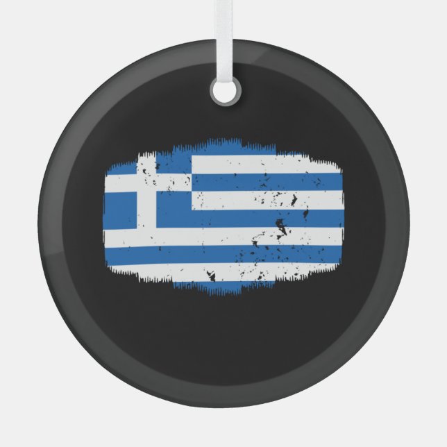 Ornement En Verre Drapeau de la Grèce (Recto)