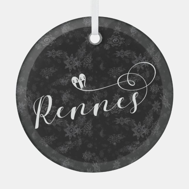 Ornement En Verre Drapeau de Rennes en coeur, Roazhon, Breton (Recto)