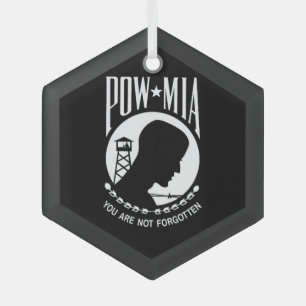 Ornement En Verre Drapeau des POW MIA : Soldats disparus de la guerr