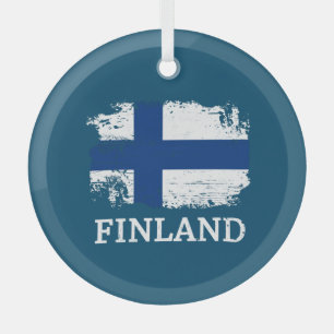Ornement En Verre Drapeau Finlande