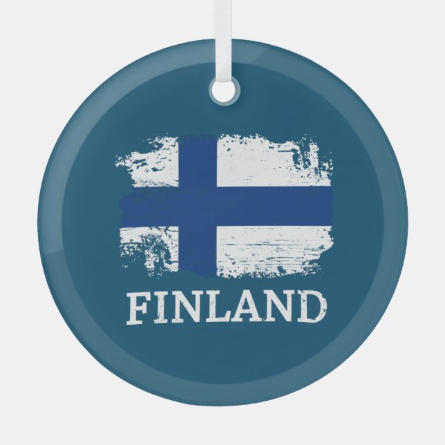 Ornement En Verre Drapeau Finlande (Recto)