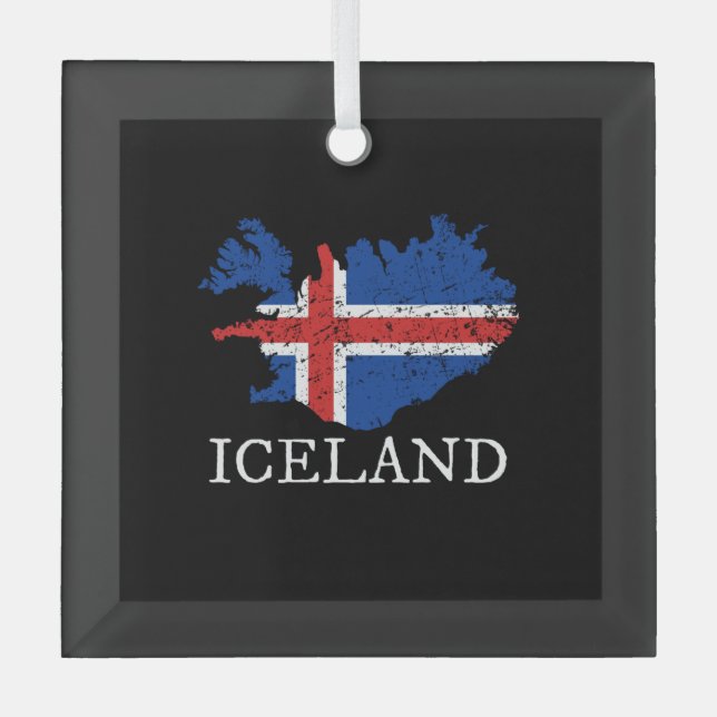 Ornement En Verre Drapeau Islande (Recto)