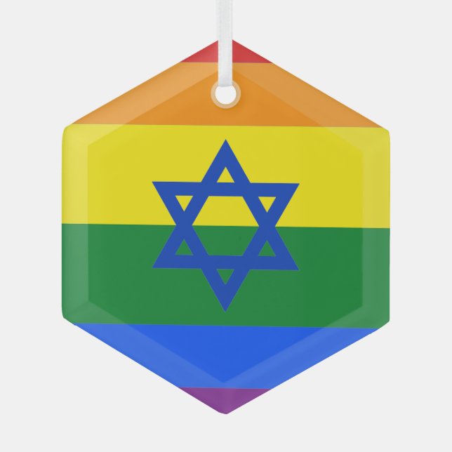 Ornement En Verre Drapeau LGBT Israël (Recto)