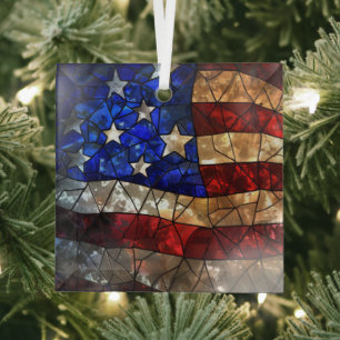 Ornement En Verre Drapeau patriotique américain