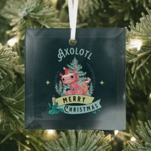 Ornement En Verre Drôle d'Axolotl Joyeux Noël