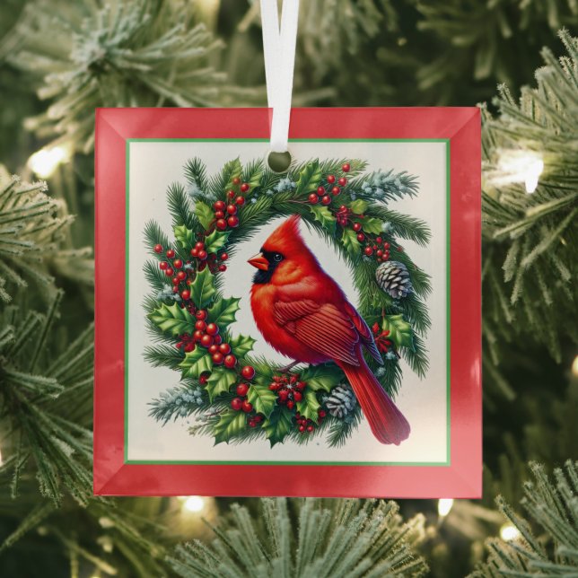 Ornement en verre du cardinal de Noël (Insitu)