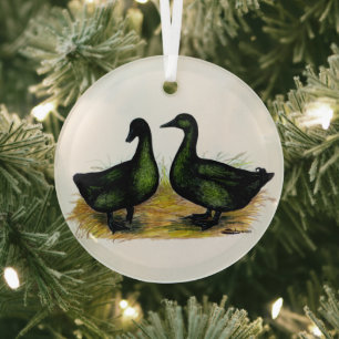 Ornement En Verre Ducks : Cayuga Pair