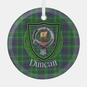 Ornement En Verre Duncan Scottish Clan Tartan & Crest