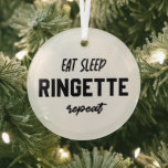 Ornement En Verre Eat Sleep Ringette Repeat Ringette Player Gifts<br><div class="desc">Eat Sleep Ringette Repeat Ringette Player Gifts!</div>
