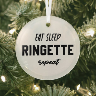 Ornement En Verre Eat Sleep Ringette Repeat Ringette Player Gifts