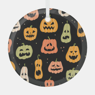 Ornement En Verre Élégance éffrayante : Art Citrouille d'Halloween