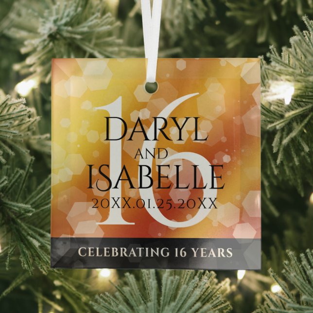 Ornement En Verre Elegant 16th Golden Topaz Wedding Anniversary (Insitu)