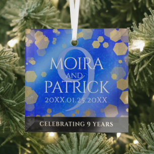 Ornement En Verre Élégant 9e anniversaire Mariage Lapis Lazuli