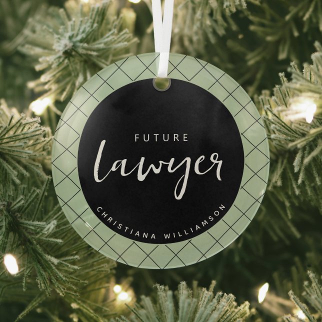 Ornement En Verre Elégant Avocat du Futur Chèque Motif Personnalisé (Insitu)