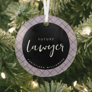 Ornement En Verre Elégant Avocat du Futur Chèque Motif Personnalisé