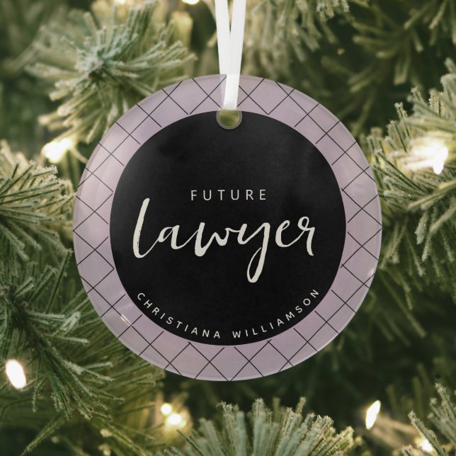 Ornement En Verre Elégant Avocat du Futur Chèque Motif Personnalisé (Insitu)