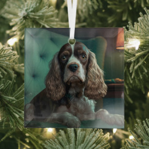 Ornement En Verre Elégant Cocker Spaniel Classic Portrait Design