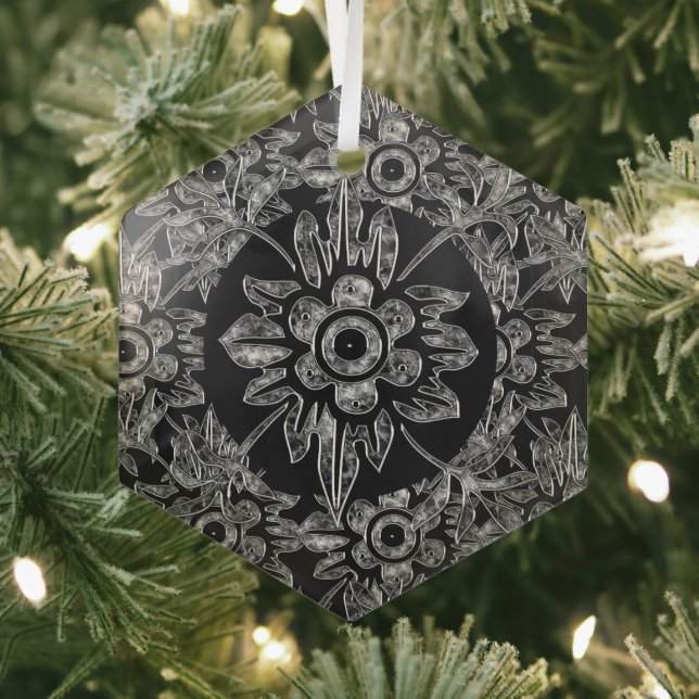 Ornement En Verre Elégant Hexagon de Noël en cristal noir (Insitu)