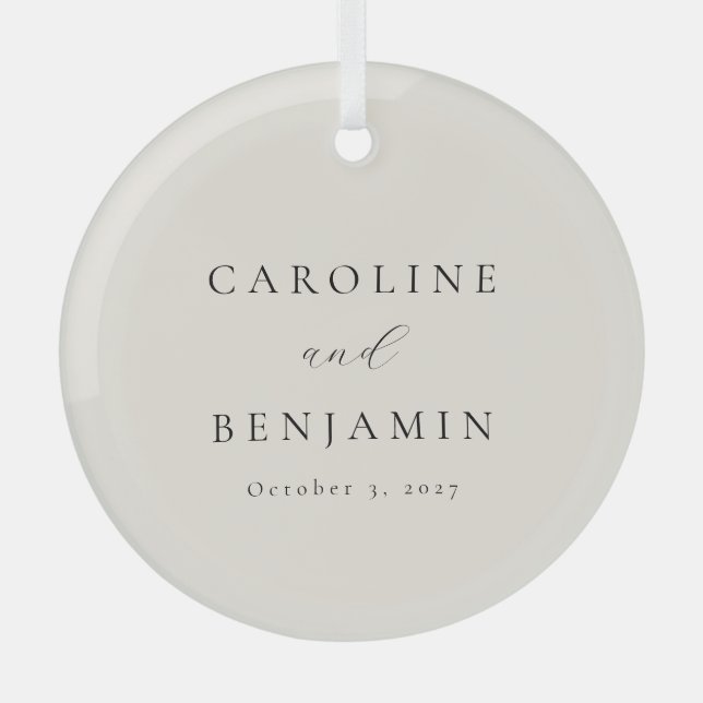 Ornement En Verre Élégant minimaliste crème ivoire Mariage de callig (Recto)