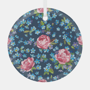 Ornement En Verre Élégant Pink Peonies Arrière - plan rétro