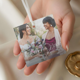 Ornement En Verre Élégant script mère de la mariée photo Keepsaké