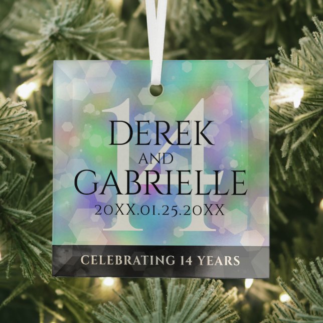 Ornement En Verre Élégante 14ème anniversaire du Mariage Opal (Insitu)