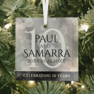 Ornement En Verre Élégante fête du 10e anniversaire du Mariage de Ti