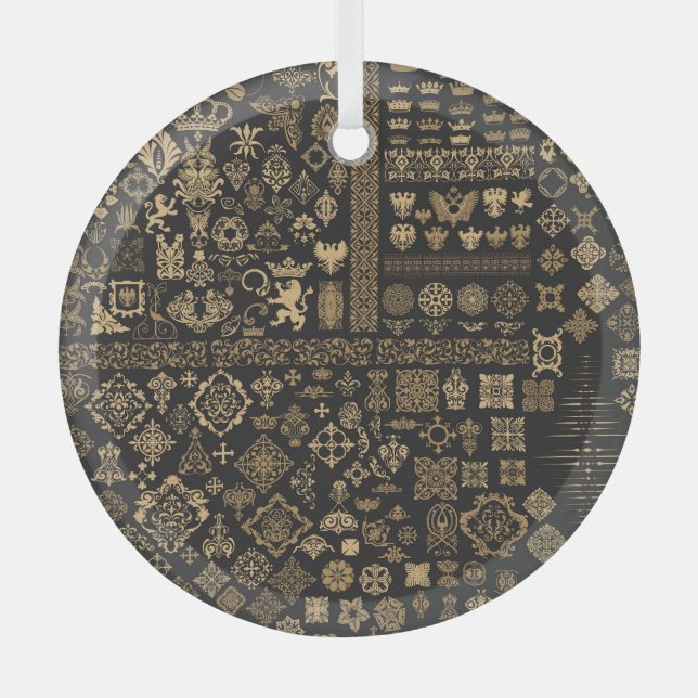 Ornement En Verre Éléments baroques : motif méga-set. (Recto)