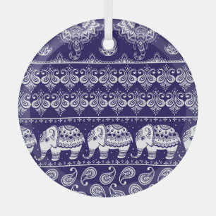 Ornement En Verre Elephant, paisley : motif vintage tribal.