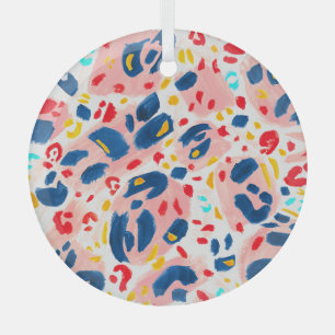Ornement En Verre Empreinte de léopard : aquarelle peinte à la main.