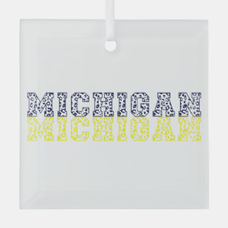 Ornement En Verre Empreinte de léopard Blue & Gold Michigan