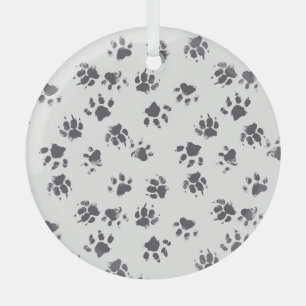 Ornement En Verre Empreintes Paw : Chien Monochrome Sans Seamless.