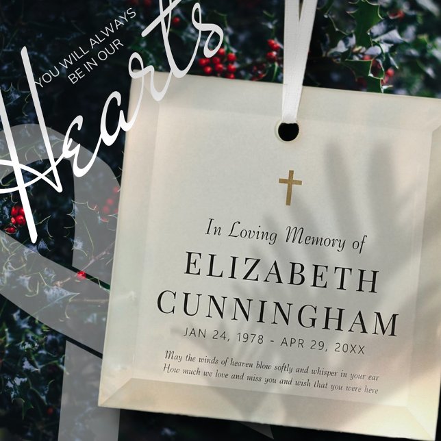 Ornement En Verre En Mémoire Amoureuse Mémorial Croix simple moderne (Créateur téléchargé)