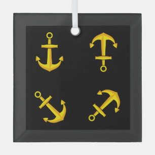 Ornement En Verre Ensemble d'Ancres en bateau doré