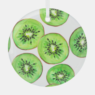 Ornement En Verre Ensemble d'aquarelle aux fruits Kiwi verts