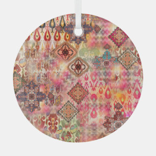 Ornement En Verre Ethnic Digital Abstrait Motif sans fil