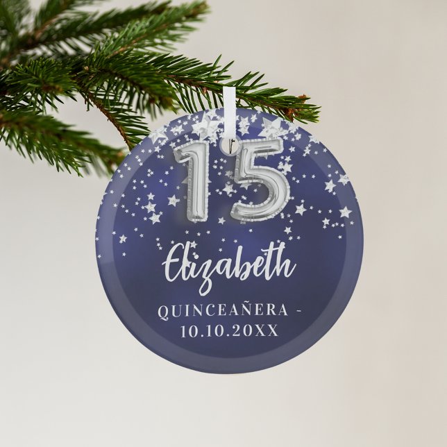 Ornement En Verre étoiles bleu marine de Quinceanera (Créateur téléchargé)