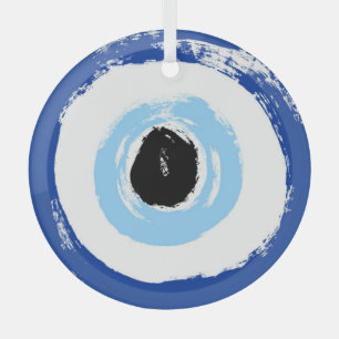 Ornement En Verre  Evil Eye Printed Round Glass Hanging Ornament
