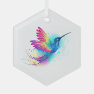 Ornement En Verre Exotic Rainbow Hummingbird