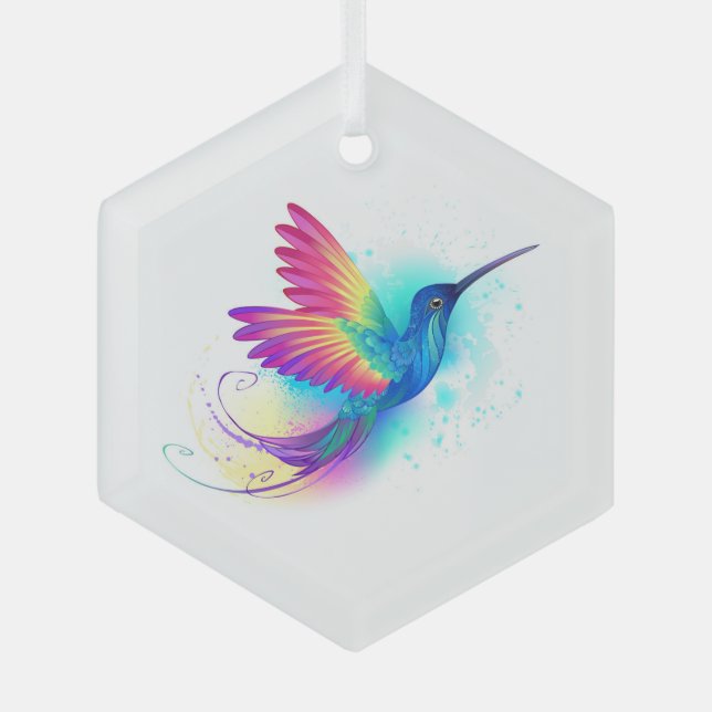 Ornement En Verre Exotic Rainbow Hummingbird (Recto)