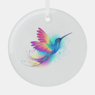 Ornement En Verre Exotic Rainbow Hummingbird
