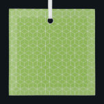 Ornement En Verre Explore Modern Optical Illusions with Cube Pattern<br><div class="desc">Green background with a repeating white geometric cube pattern,  creating a modern,  three-dimensional optical illusion. The design is orderly and dynamic.</div>