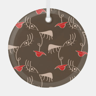 Ornement En Verre Face de femme à une ligne : motif abstrait.